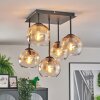 Koyoto ceiling light, globe light Amber, clear, 5-light sources