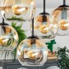 Koyoto ceiling light, globe light Amber, clear, 5-light sources