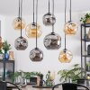 Ripoll hanging light, globe light, pendant light Amber, Smoke-coloured, 8-light sources