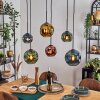 Ripoll hanging light, globe light, pendant light blue, gold, green, coppery, 6-light sources