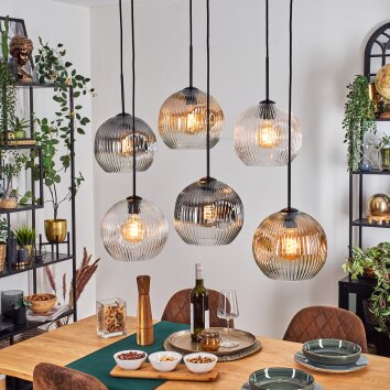 Ripoll hanging light, globe light, pendant light Amber, clear, Smoke-coloured, 6-light sources