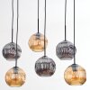 Ripoll hanging light, globe light, pendant light Amber, Smoke-coloured, 6-light sources