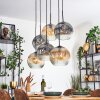 Ripoll hanging light, globe light, pendant light Amber, clear, Smoke-coloured, 6-light sources