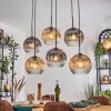 Ripoll hanging light, globe light, pendant light Amber, clear, Smoke-coloured, 6-light sources