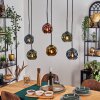 Ripoll hanging light, globe light, pendant light blue, gold, green, coppery, 6-light sources