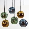 Ripoll hanging light, globe light, pendant light blue, gold, green, 6-light sources