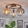 Gastor ceiling light, globe light 37 cm Amber, clear, Smoke-coloured, 3-light sources