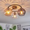 Koyoto ceiling light, globe light 37 cm Amber, clear, Smoke-coloured, 3-light sources