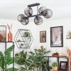 Koyoto ceiling light, globe light Smoke-coloured, 6-light sources