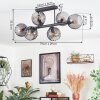 Koyoto ceiling light, globe light Smoke-coloured, 6-light sources