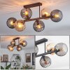 Koyoto ceiling light, globe light Amber, Smoke-coloured, 6-light sources