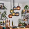 Koyoto hanging light, globe light, pendant light blue, green, coppery, 6-light sources