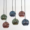 Koyoto hanging light, globe light, pendant light blue, green, coppery, 6-light sources
