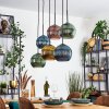 Koyoto hanging light, globe light, pendant light blue, gold, green, coppery, 6-light sources