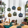 Koyoto hanging light, globe light, pendant light blue, gold, green, 6-light sources