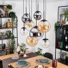 Gastor hanging light, globe light, pendant light Amber, chrome, clear, Smoke-coloured, 8-light sources