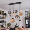 Gastor hanging light, globe light, pendant light Amber, clear, Smoke-coloured, 8-light sources