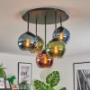 Koyoto ceiling light, globe light 45 cm blue, green, coppery, 5-light sources