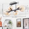 Koyoto ceiling light, globe light Amber, clear, 6-light sources