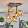 Ripoll ceiling light, globe light Amber, 5-light sources