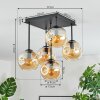 Ripoll ceiling light, globe light Amber, 5-light sources