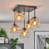 Ripoll ceiling light, globe light Amber, clear, 5-light sources