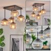 Koyoto ceiling light, globe light 37 cm clear, Smoke-coloured, 5-light sources
