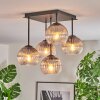 Koyoto ceiling light, globe light 37 cm clear, Smoke-coloured, 5-light sources