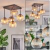 Koyoto ceiling light, globe light 37 cm Amber, clear, Smoke-coloured, 5-light sources