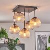 Koyoto ceiling light, globe light 37 cm Amber, clear, Smoke-coloured, 5-light sources
