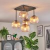 Koyoto ceiling light, globe light 37 cm Amber, clear, Smoke-coloured, 5-light sources