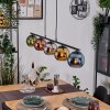 Koyoto hanging light, globe light, pendant light blue, chrome, gold, green, coppery, Smoke-coloured, 5-light sources