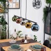 Koyoto hanging light, globe light, pendant light blue, chrome, gold, green, coppery, Smoke-coloured, 5-light sources
