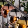 Koyoto hanging light, globe light, pendant light blue, chrome, gold, green, coppery, Smoke-coloured, 5-light sources