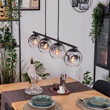 Ripoll hanging light, globe light, pendant light clear, Smoke-coloured, 4-light sources