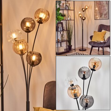 Koyoto globe light, floor lamp Amber, clear, Smoke-coloured, 5-light sources