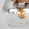 Koyoto ceiling light, globe light 40 cm brown, Wood like finish, black, 3-light sources