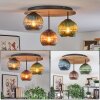 Koyoto ceiling light, globe light 40 cm brown, Wood like finish, black, 3-light sources