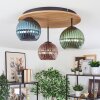 Koyoto ceiling light, globe light 40 cm brown, Wood like finish, black, 3-light sources