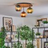 Koyoto ceiling light, globe light 40 cm brown, Wood like finish, black, 3-light sources