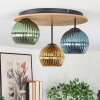 Koyoto ceiling light, globe light brown, Wood like finish, black, 3-light sources