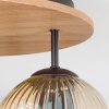 Ripoll ceiling light, globe light brown, Wood like finish, black, 3-light sources