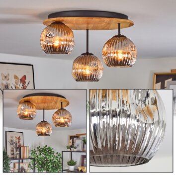 Ripoll ceiling light, globe light Ecru, black, 3-light sources