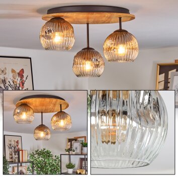 Ripoll ceiling light, globe light Ecru, black, 3-light sources