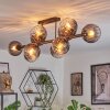 Koyoto ceiling light, globe light clear, Smoke-coloured, 10-light sources