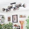 Koyoto ceiling light, globe light clear, Smoke-coloured, 10-light sources