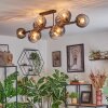 Koyoto ceiling light, globe light clear, Smoke-coloured, 10-light sources