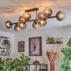Koyoto ceiling light, globe light clear, Smoke-coloured, 10-light sources