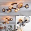 Koyoto ceiling light, globe light Amber, clear, Smoke-coloured, 10-light sources