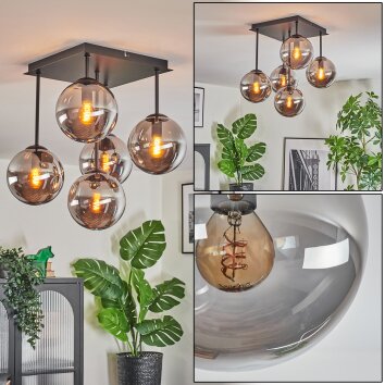 Gastor ceiling light, globe light Smoke-coloured, 5-light sources